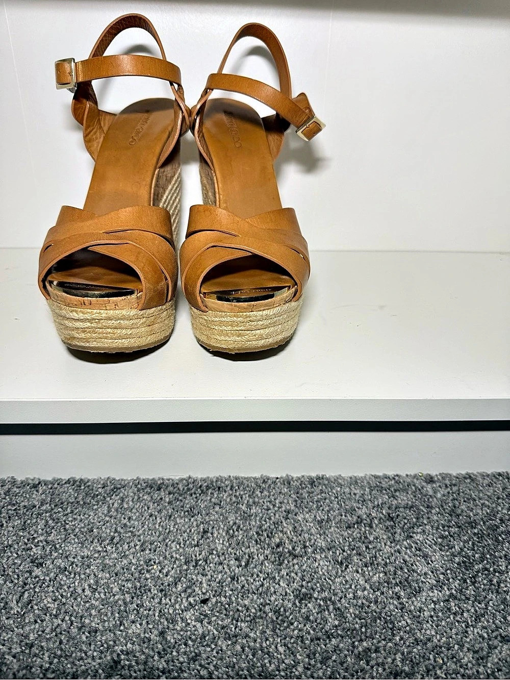 Jimmy Choo Brown Strappy Wedge Sandals